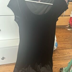 ModCloth black velvet glitter skater dress size medium